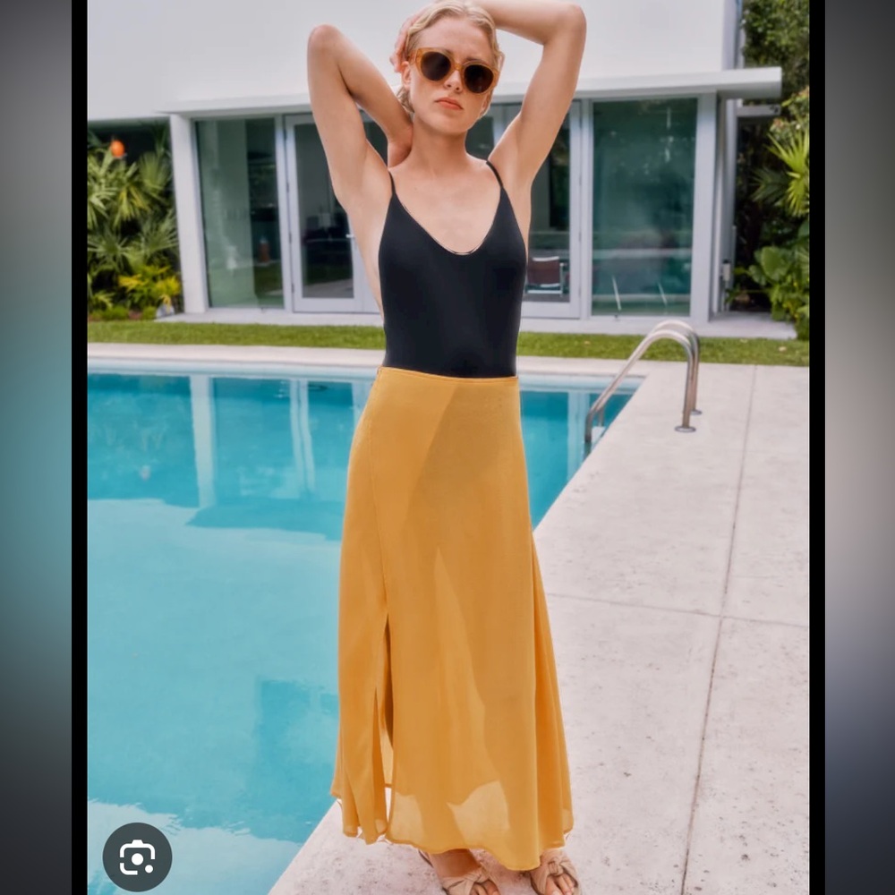 Cuyana Wrap Maxi Cover Up Skirt - Mango - 100% Tencel - NWT